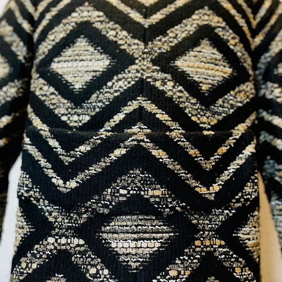 GIAMBATTISTA VALLI DESIGNER WOOL BLACK METALLIC GOLD CROPPED FITTED JACKET ITALY